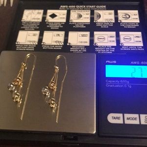 14k Tri-color Dangle Earrings